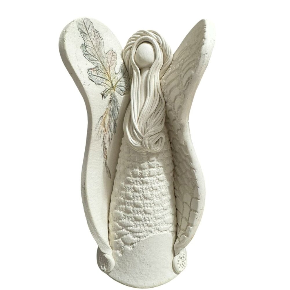 Burkhart Signed Pottery White Clay Nativity Angel Figurine